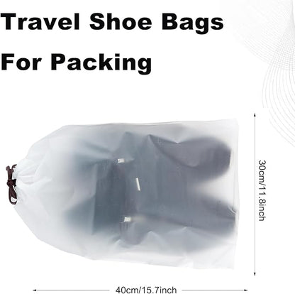 100 Pcs clear Shoe Bags for Travel,11.8“ x 15.7”,Drawstring Travel Shoe Bags for Packing，Waterproof Dustproof Portable Travel Shoe Storage Bag for Men and Women