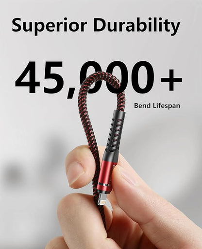 iPhone Charger USB C 6FT 2Pack [Apple MFi Certified] Type C to Lightning Cable Braided Fast Charging Cord Compatible with iPhone 14 13 12 11 8 7 6 SE XR XS X, iPad - Red