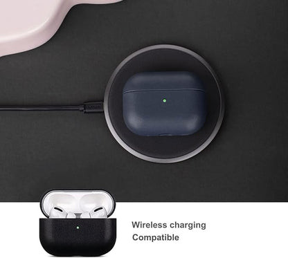 Lopie Handmade Series Cowhide AirPods Pro Case, Full Grain Leather, Shockproof, Dust/Dirt Proof - Black