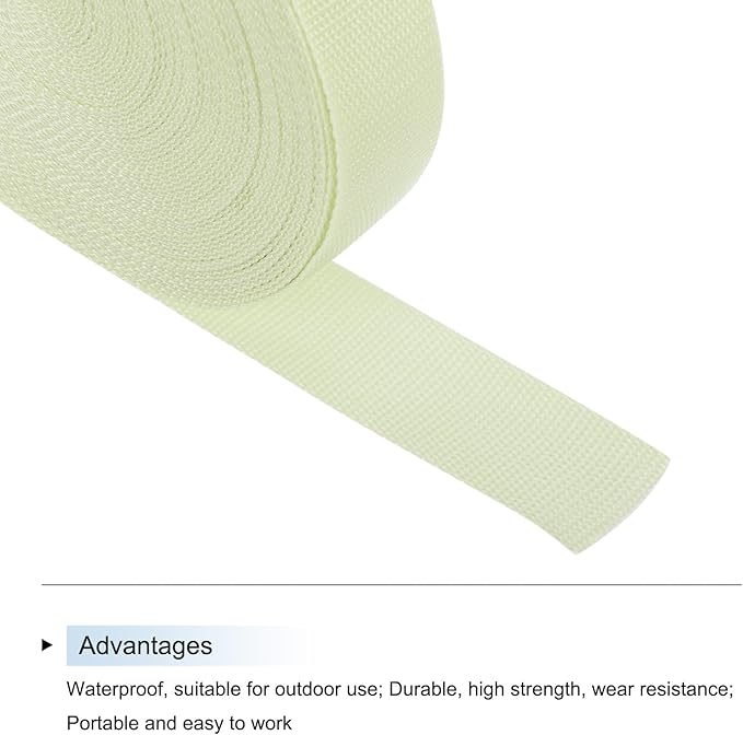 MECCANIXITY Lightweight Polypropylene Webbing Strap 1 1/2" 25 Yard Backpack Strapping Band Apricot for Outdoor Luggage Cargo Straps