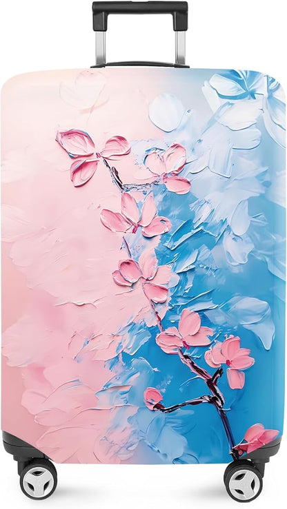 ANNA QUEEN Elegant Cherry Blossom Luggage Cover, Beautiful Floral Art Design, Stretchable, Washable Travel Sleeve for 20-34 Inch Luggage