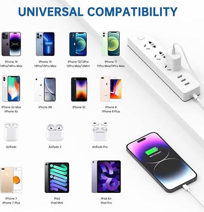 iPhone Charger Fast Charging,iPhone Fast Charger 2Pack USB C Wall Apple Charger Block Adapter 6FT USB C to Lightning Cable Cord Compatible with iPhone 14 Pro Max/14 Plus/13 Pro/12 Mini/11/XS/XR/X,iPad