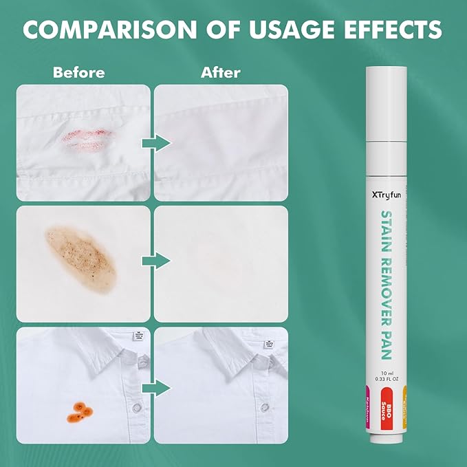 Stain Remover Pen for Clothes, Portable & Safe Stain Sticks, Instant Travel Stains Remover for Cleaning Spot, Like Juice, Food, Ketchup, Ink and Even Blood - 4 Count