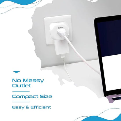 Ceptics Europe Travel Adapter Plug Set Schuko - 4 Input - Ultra Compact - Light Weight Type C, Type G - USA to Any Type C, G Countries UK, Ireland, Germany, France - 4 Pack (PT-9C-7-4PK),White