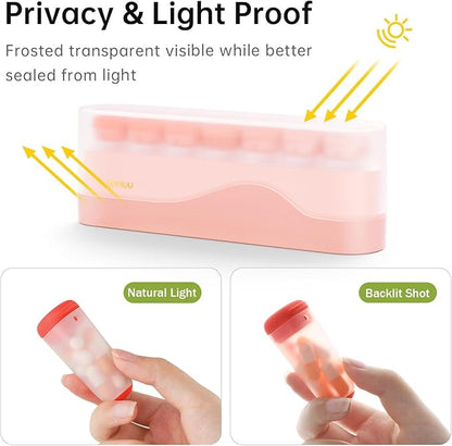 Weekly Pill Organizer 1 Time a Day, KOVIUU Removable Pill Box 7 Day, Portable Travel Pill Case, Once Daily Medication Container Holder, Week Pillbox Dispenser for Vitamin Medicine Supplement, Pink