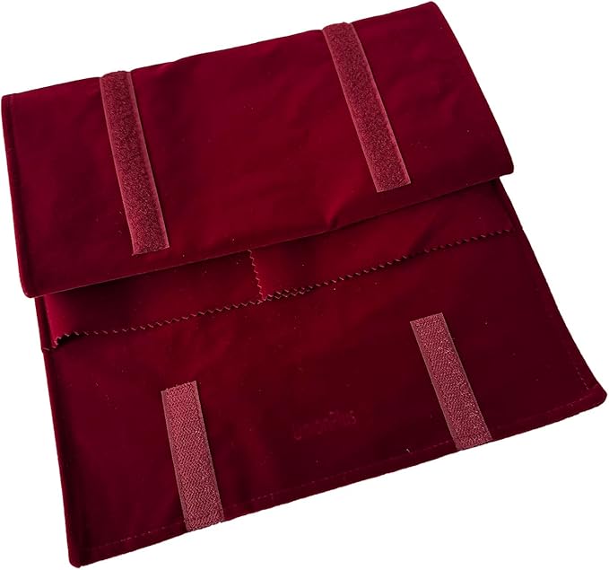 UnionPlus Velvet Jewelry Case Roll Bag for Necklace Bracelet Earrings Rings Multi-compartments, Great Jewelry Organizer for Travel, Burgundy