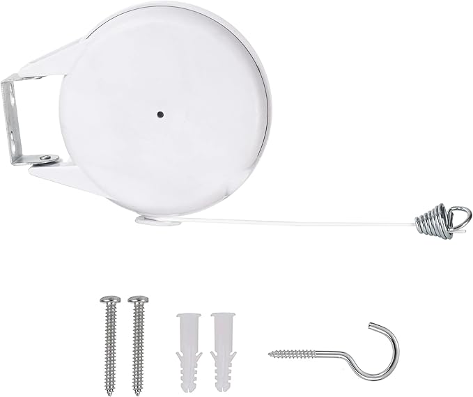 RE-Tract Retractable Clothesline – Portable Indoor/Outdoor Wall-Mounted Clothesline Drying Rack –Hang Dry Wet Laundry Clothing, Bed Linen, or Expand Closet Space (White, 12 Meters)