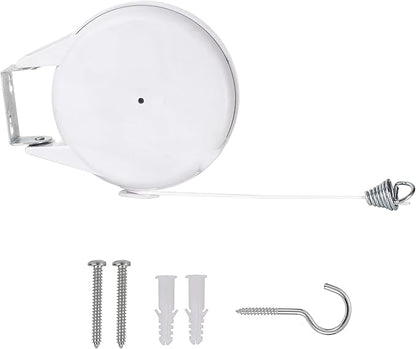 RE-Tract Retractable Clothesline – Portable Indoor/Outdoor Wall-Mounted Clothesline Drying Rack –Hang Dry Wet Laundry Clothing, Bed Linen, or Expand Closet Space (White, 12 Meters)