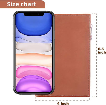 Slim Passport Holder for Man & Women, Compact Leather Passport Wallet with Card Holders SIM Slots and Zippered Pocket, for Secure Traveling and Documentation Organizer (Brown)