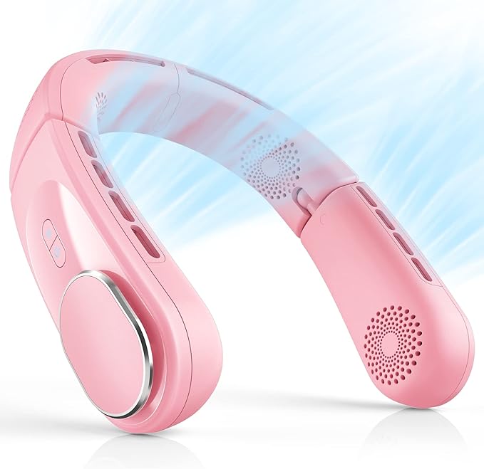 ChillGo Neck Fan - Portable, Foldable, Bladeless Personal Fan with 4 Vent Air Conditioner Effect, Strong Airflow, 5200mAh Battery for Travel and Outdoor