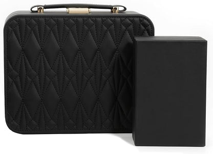 Travel Jewelry Box Jewelry Storage Case Jewelry Suitcase for Women and Men 2 Layer Jewelry Organizer Box with Removable Tray (Black)