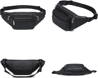 Genuine Leather Fanny Pack/Waist Bag/Organizer with Adjustable Belt, Multiple Pockets For Men and Women