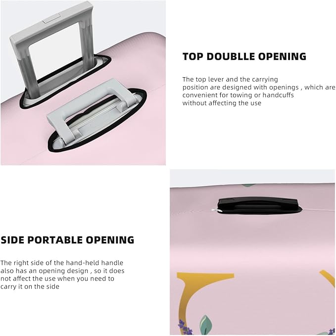 Flower Lette C Pink Luggage Cover Elastic Washable Stretch Suitcase Protector Anti-Scratch Travel Suitcase Cover for Kid and Adult M (22-24 inch suitcase)