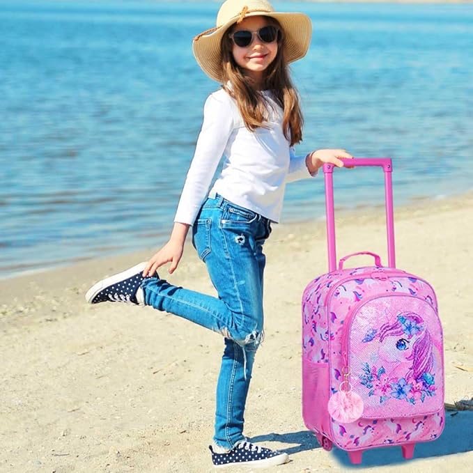 KLFVB Kids Luggage for Boys Girls, Cute Rolling Wheels Suitcase for Toddler, Children Travel Carry on Suitcase