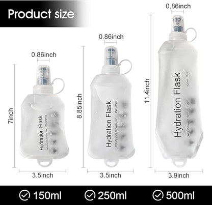 WILDREEDS 250ml Soft Flask, TPU Collapsible Soft Water Bottle for Hydration Pack, Running Vest, Folding Water Bottle for Hiking Cycling Climbing-2Pcs, White