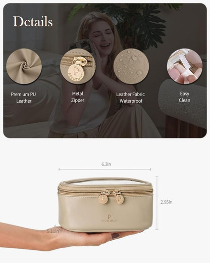 Pocmimut Makeup Bag,Graduation Teacher Gifts Birthday Gifts,Small Makeup Bag Travel Toiletry Bag Gifts Idea for Mom Teacher Sister Friends Girlfriend Bridesmaid,Apricot