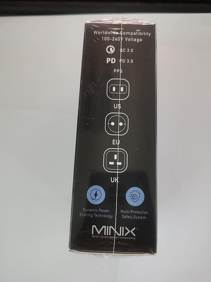 MINIX NEO P3 100W Turbo 4-Port GaN Wall Charger, 3 x USB C port Fast Charging Power Adapter(Max 100W/20W), 1 USB-A (Max 18W). Compatible with MacBook Pro Air, iPad Pro, iPhone 17/16 Pro Max,Galaxy S23