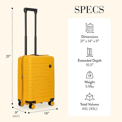 Bric's B|Y Ulisse Spinner Carry-On Suitcase, Lightweight Expandable Hard Shell Luggage with TSA Lock and Smooth 360° Wheels 21 Inch – Mango