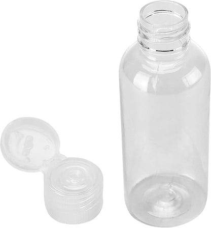 MOUYAT 100 Pack 2oz Clear Plastic Empty Squeeze Bottles with Flip Cap, Travel Size Bottles Mini Refillable Sample Containers for Lotion, Cream and Toiletries