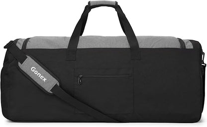 Gonex Gym Duffel Bag with Shoe Compartment Wet Pocket, Large Capacity Sports Duffle Bag for Men Women, Workout & Travel Bag with Multiple Pockets, Black/Gray, Large (100L)
