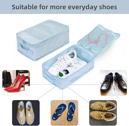 Travel Shoe Bags, Foldable Waterproof Shoe Pouches Organizer-Double Layer (6 Blue Shoe Bags)
