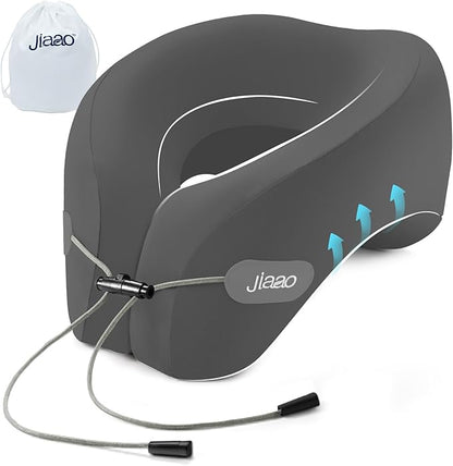 jiaao Travel Pillow, Neck Pillow Airplane, Plane Pillow Memory Foam Travel Neck Pillow with 360° Head and Neck Support, Portable Travel Essential Suitable for Airplane, Car, Train, or Bus Trip