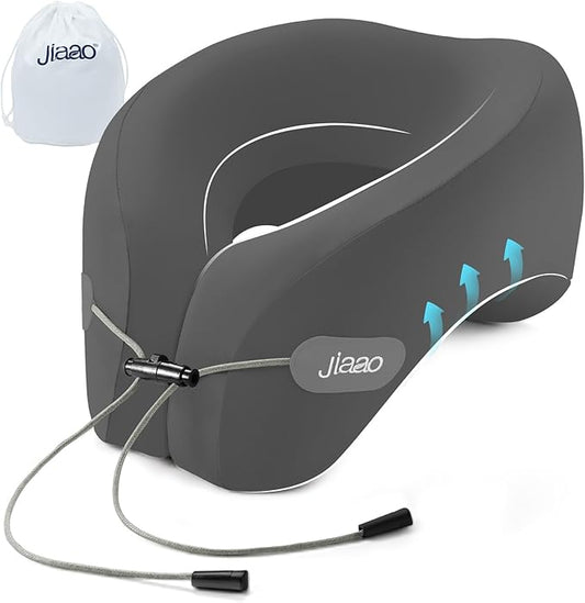 jiaao Travel Pillow, Neck Pillow Airplane, Plane Pillow Memory Foam Travel Neck Pillow with 360° Head and Neck Support, Portable Travel Essential Suitable for Airplane, Car, Train, or Bus Trip