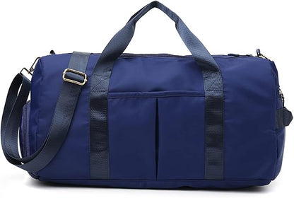 ZUEVI Sports Gym Duffel Bag for Men or Women Waterproof Weekender Travel Bag with Shoes Compartment Dry and Wet Separation for Training Swim Yoga(Blue)