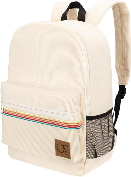 Ocean Pacific OG Corduroy Backpack for Travel, Sports, Beach, Work, Casual Daypack for Men Women Fits 15.6 Inch Laptop (Beach)