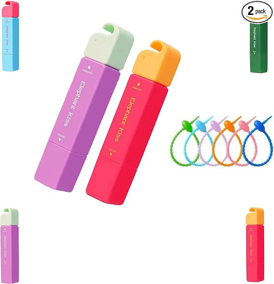 Elephant Kiss Stain Remover, 3-Second Stain Remover Pen for Clothes, 2025 New 12ml Portable Spot Cleaner, ElephantKiss 2-in-1 Active Eraser & Brush With Lanyard Travel & Pocket-Sized (Purple+Red)