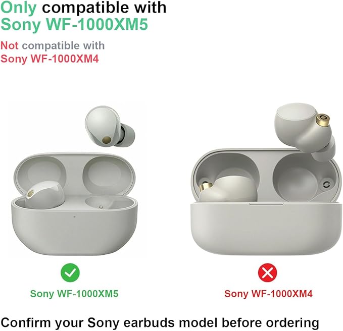 LOPIE Leather Case Compatible with WF-1000XM5, Handcrafted Fully-Wrapped Nappa Leather Case for Sony Earbuds WF1000XM5 Cover (2023), Protective Hard Cover with Keychain for Women/Men- Black