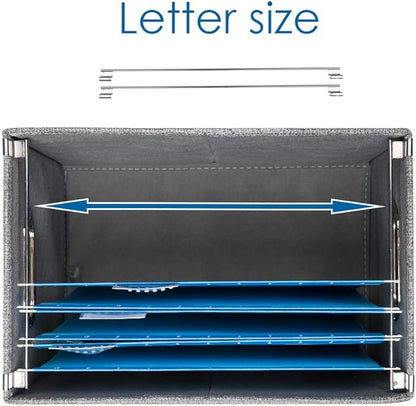 PRANDOM File Organizer Box - Set of 1 Collapsible Decorative Linen Filing Storage Hanging File Folders with Lids Office Cabinet Letter Size Navy Blue (14x9.3x10.8 inch)