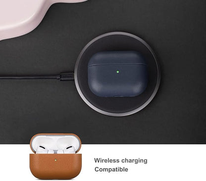 Lopie Handmade Series Cowhide AirPods Pro Case, Full Grain Leather, Shockproof, Dust/Dirt Proof - Light Brown