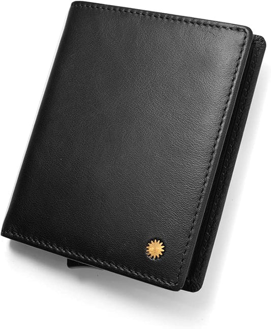 Revelot BiFold Cardholder Wallet/Genuine Leather with RFID Blocking / W1 (Black Nappa)