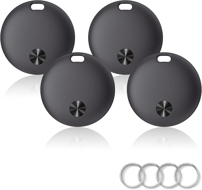 Air Tracker Tags- 4 Pack, New Bluetooth Tracker Works with Apple Find My APP (iOS Only), 92 dB Sound, Replaceable Battery, Smart Tag Keys Finder and Item Locator for Keys, Bags, Luggage, Wallet, etc