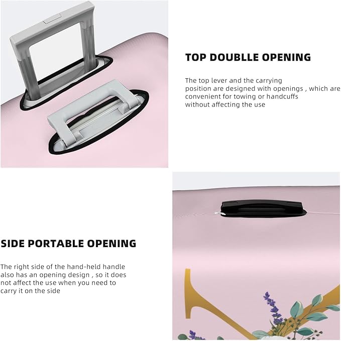 Flower Lette K Pink Luggage Cover Elastic Washable Stretch Suitcase Protector Anti-Scratch Travel Suitcase Cover for Kid and Adult XL (29-32 inch suitcase)