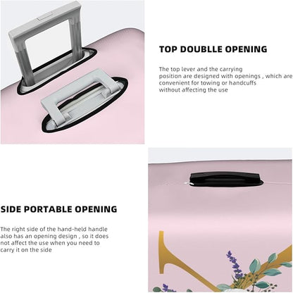 Flower Letter K Pink Luggage Cover Elastic Washable Stretch Suitcase Protector Anti-Scratch Travel Suitcase Cover for Kid and Adult L (25-28 inch suitcase)