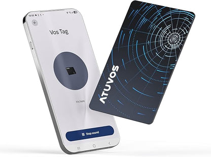 ATUVOS Dual System Air Card Tag Pro 1 Pack, Rechargeable Wallet Tracker Work with Android Google Find Hub or iOS Apple Find My APP (Huawei not Supported), Smart Item Finder Locator for Wallet/Luggage