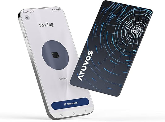 ATUVOS Dual System Air Card Tag Pro 1 Pack, Rechargeable Wallet Tracker Work with Android Google Find Hub or iOS Apple Find My APP (Huawei not Supported), Smart Item Finder Locator for Wallet/Luggage