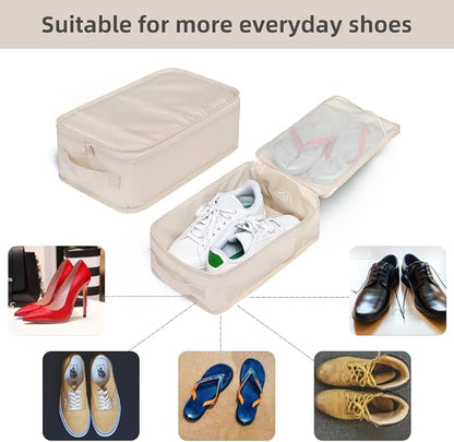Travel Shoe Bags, Foldable Waterproof Shoe Pouches Organizer-Double Layer (8 Cream Shoe Bags)