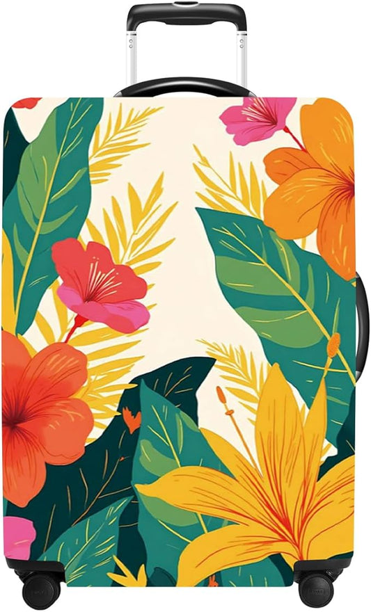 Luggage Cover Washable Suitcase Protector Anti-Scratch,Stretchable Fit for 20-34Inch Luggage Durable Travel Bag Cover with Zipper Closure (Flower, XL(fits 32-34Inch suitcase))