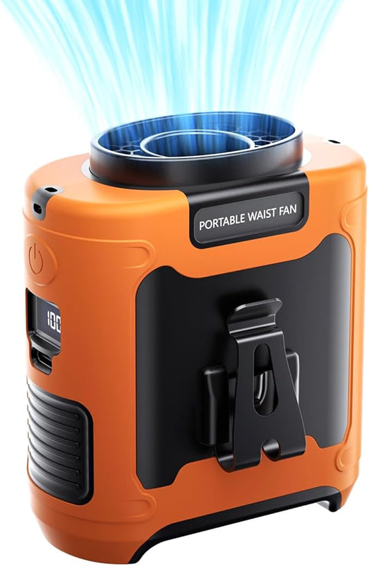 Aristide Waist Fan With Flashlight, Personal Portable USB Rechargeable Waist Clip - 10000mAh, 36hrs Wearable Cooler