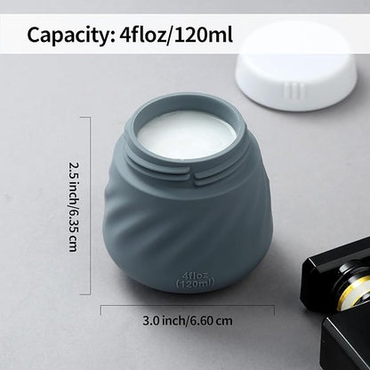 Gemice 4 OZ Travel Size Containers for Toiletries, 4-Pack Leak-Proof Silicone Slime Jars with Lids, BPA Free Small Round Cosmetic Slime Container for Lotion, Cream, Ointments, Travel Essentials