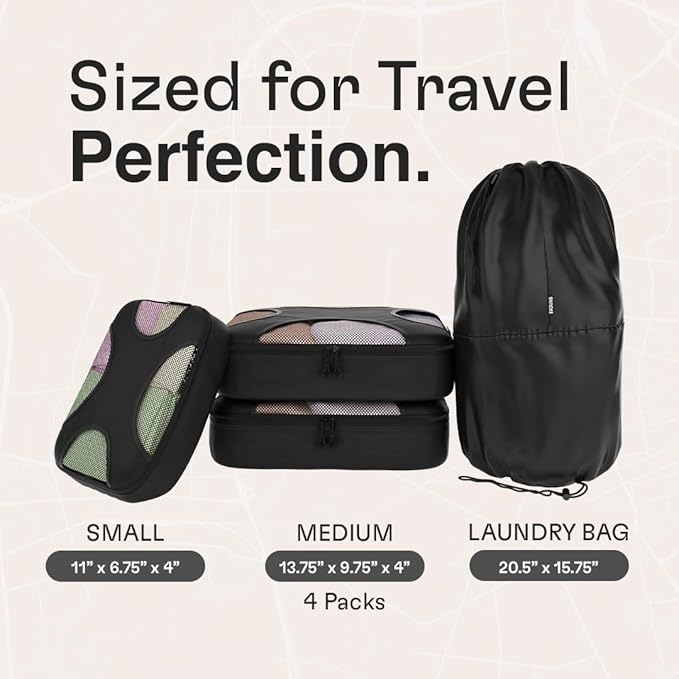 Shacke 6 Set Packing Cubes for Travel - Compression Packing Bags/Travel Organizer - Luggage Organizer Bags for Traveling - Travel Essentials for Women - Cruise Must Haves Packing List