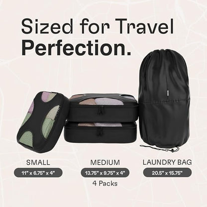 Shacke 6 Set Packing Cubes for Travel - Compression Packing Bags/Travel Organizer - Luggage Organizer Bags for Traveling - Travel Essentials for Women - Cruise Must Haves Packing List