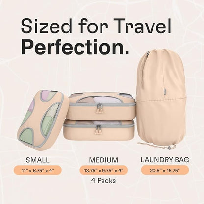 Shacke 6 Set Packing Cubes for Travel - Compression Packing Bags/Travel Organizer - Luggage Organizer Bags for Traveling - Travel Essentials for Women - Cruise Must Haves Packing List