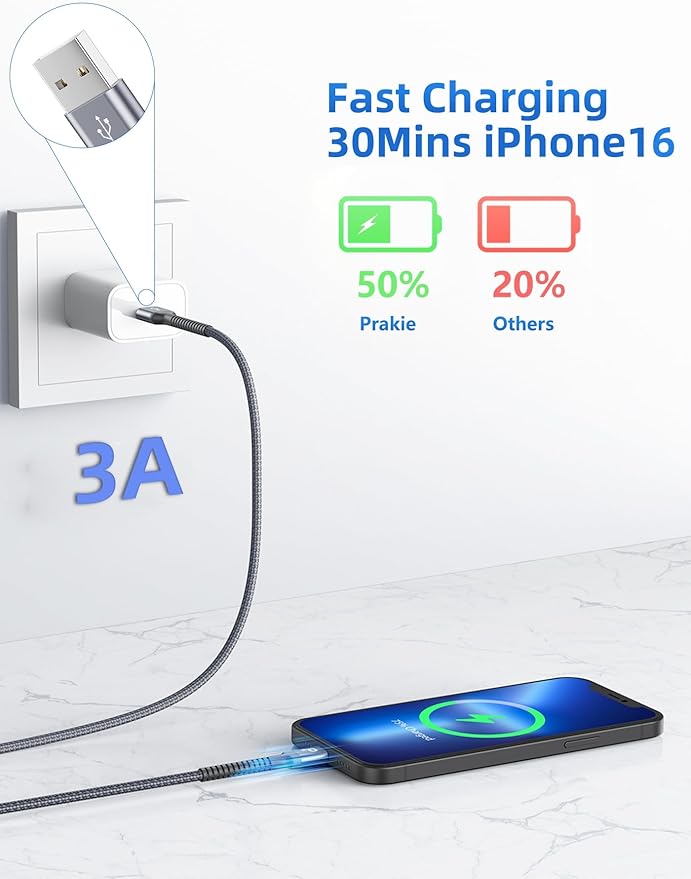 USB C Cable 10FT, 2Pack Long USB A to USB C Charger Cable, Type C Cable 3A Fast Charging Upgraded Extra Durable Braided USBC Cord Compatible with iPhone 17/16 15 Pro Max/Samsung Galaxy S23/LG and More