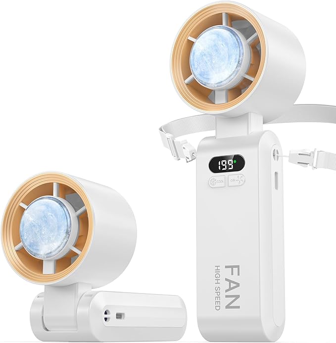 Handheld Portable Turbo Fan with Ice Cooler, Speed (1-199) 5500mAh Rechargeable Personal Fan,[20H Cooling Time] Mini Yet Powerful [20000 RPM] Small Pocket Fans for Travel/Outdoor/Home/Office, White