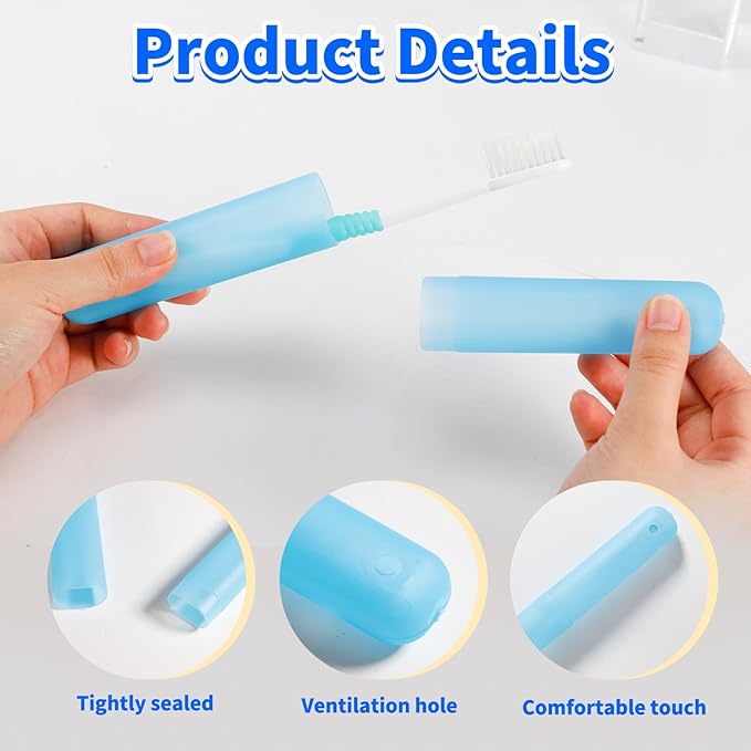 48 PCS Toothbrush Case Set,Travel Toothbrush Case,Plastic Portable Toothbrush Holder,Dust-proof Toothbrush Box Storage,Toothbrushes Carrier for Traveling,Bathroom,School,Home, Camping,6 Colors