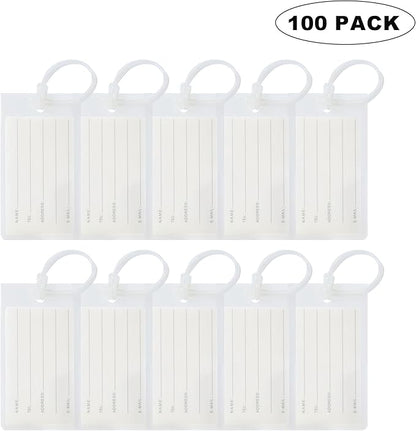 100 Pack Luggage Tags for Suitcases, Airplane Travel Essentials for Flying, International Travel Must Haves, and Luggage Accessories by Sodsay